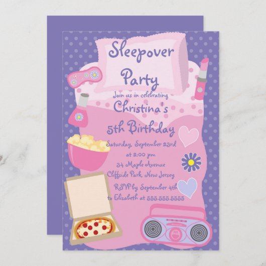 Invitations mignonnes de fête d'anniversaire de (Devant / Derrière)