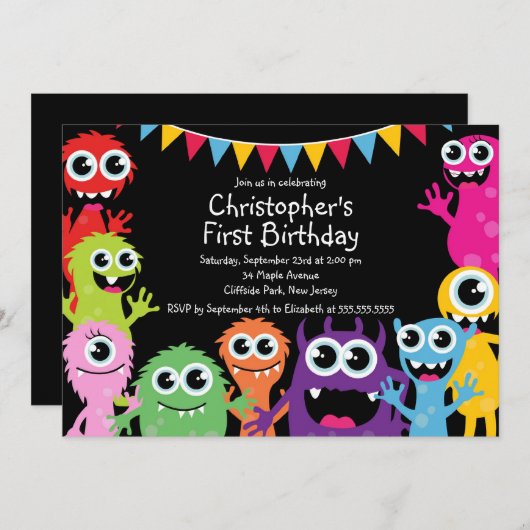 Invitations mignonnes de fête d'anniversaire de (Devant / Derrière)