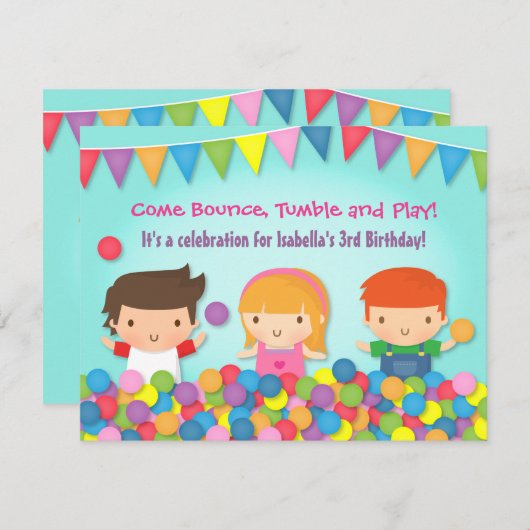 Invitations mignonnes de partie d'anniversaire de (Devant / Derrière)