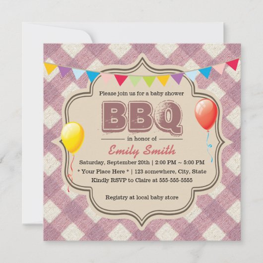 Invitations mignonnes de partie de BBQ de baby (Devant)