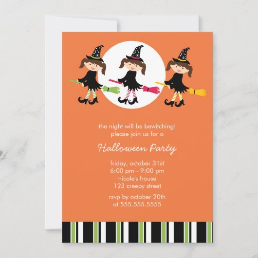 Invitations mignonnes de partie de Halloween de (Devant)