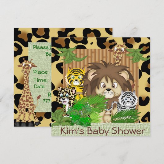 Invitations MIGNONNES de THÈME de GUÉPARD de BABY (Devant / Derrière)