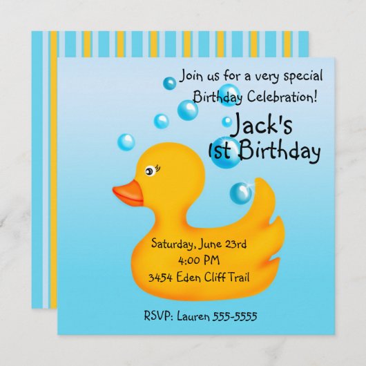 Invitations mignonnes en caoutchouc d'anniversaire (Devant / Derrière)