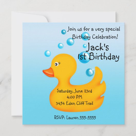 Invitations mignonnes en caoutchouc d'anniversaire (Devant)
