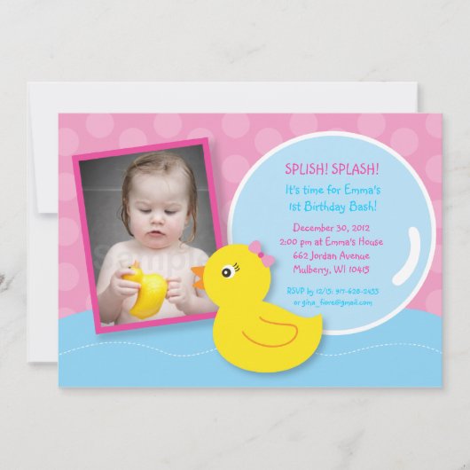 Invitations mignonnes en caoutchouc d'anniversaire (Devant)