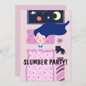 INVITATIONS MIGNONNES FILLE ET CHAT POUR PYJAMA PA (Devant / Derrière)