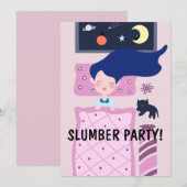 INVITATIONS MIGNONNES FILLE ET CHAT POUR SOIRÉE PY (Devant / Derrière)