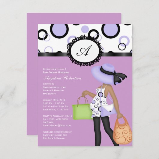 Invitations mignons de baby shower de bébé (Devant / Derrière)