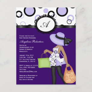 Invitations mignons pourpres de baby shower