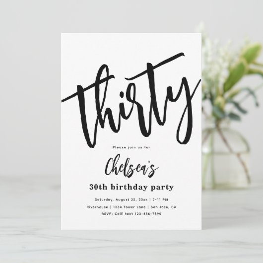 Invitations minimalistes de 30e anniversaire | 30e (Debout devant)