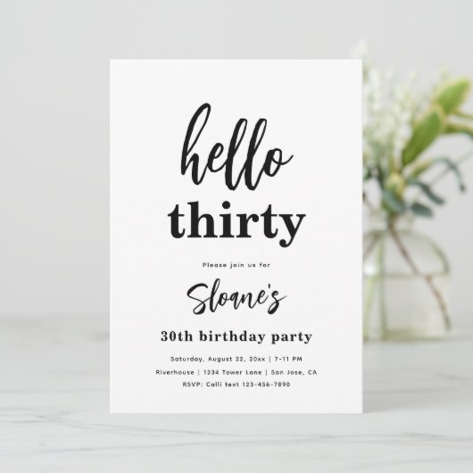 Invitations minimalistes de 30e anniversaire | 30e (Debout devant)