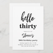 Invitations minimalistes de 30e anniversaire | 30e (Devant / Derrière)