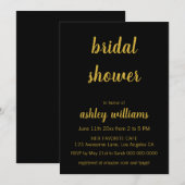 Invitations minimalistes de douche nuptiale noire (Devant / Derrière)