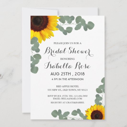 Invitations minimalistes de douche nuptiale tourne (Devant)