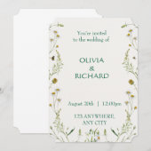 Invitations minimalistes florales fleurs sauvages (Devant / Derrière)