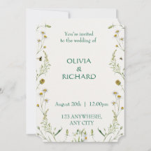 Invitations minimalistes florales fleurs sauvages