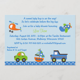 Invitations minuscules de baby shower de transport