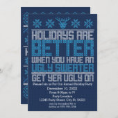 Invitations moches de la fête du pull (Devant / Derrière)