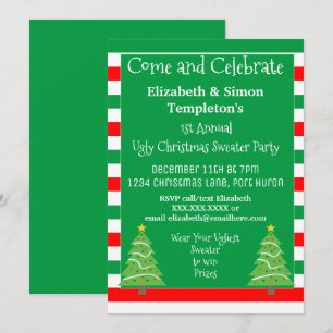 Invitations moches de Noël Sweater Party