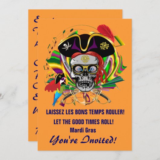 Invitations Modèles Mardi Gras (Devant / Derrière)