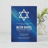 Invitations Moderne Blue Grunge Bar Mitzvah (Debout devant)