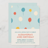 Invitations modernes 43e anniversaire Ballons (Devant / Derrière)
