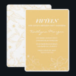 Invitations modernes à 15e anniversaire Floral Jau<br><div class="desc">Invitations de 15e anniversaire moderne Floral Fleurs jaunes</div>