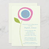 Invitations modernes à la douche pour bébés à fleu (Devant / Derrière)