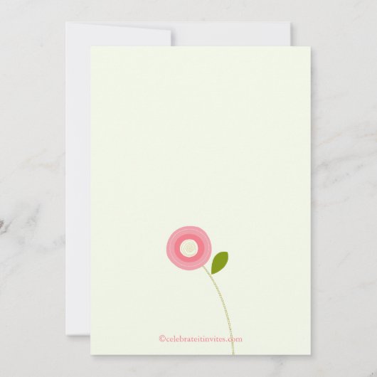 Invitations modernes à la douche pour bébés à fleu (Dos)