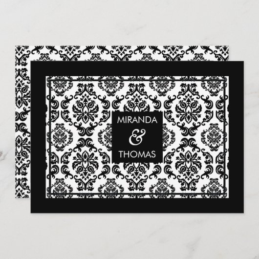 INVITATIONS MODERNES AU MARIAGE :: couleurs damas (Devant / Derrière)