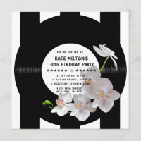 Invitations modernes d'anniversaire d'orchidées de