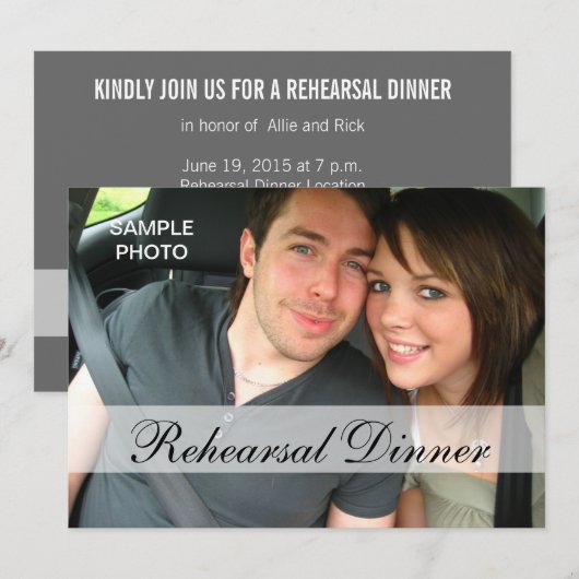 Invitations modernes de dîner de répétition de (Devant / Derrière)