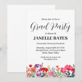 invitations modernes de diplôme floral du lycée (Devant / Derrière)