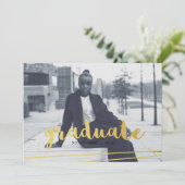 Invitations modernes de diplômés en noir, or et bl (Debout devant)