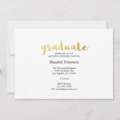 Invitations modernes de diplômés en noir, or et bl (Dos)