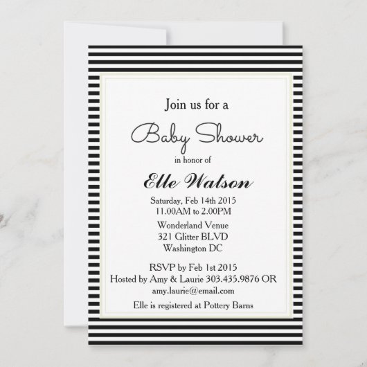 Invitations modernes de douches pour bébés, bande (Devant)
