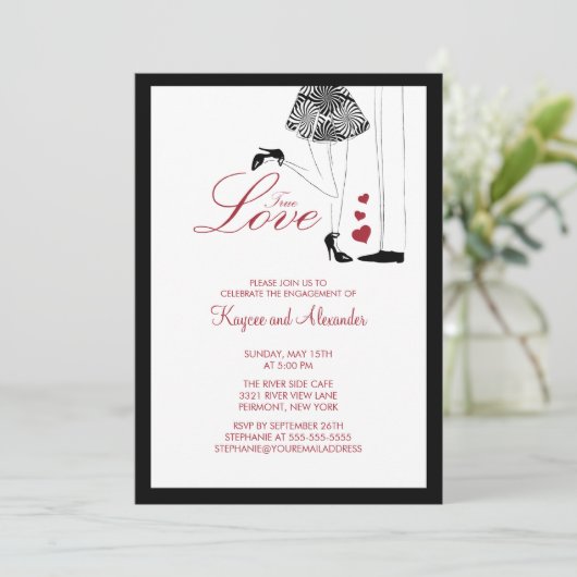 Invitations modernes de fiançailles de couples (Debout devant)