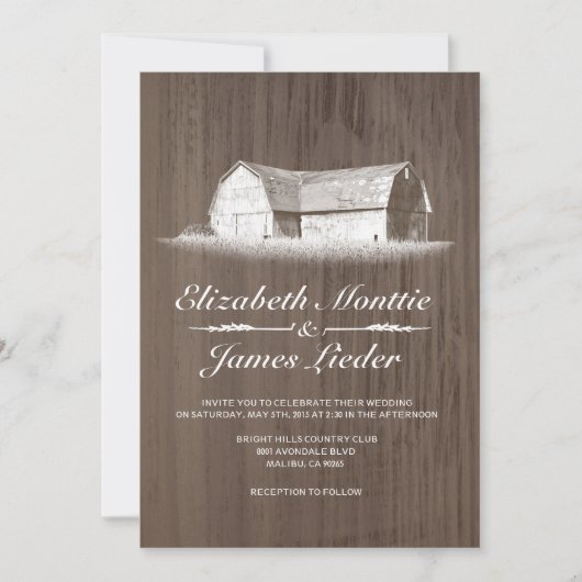 Invitations modernes de mariage à la ferme (Devant)