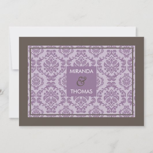 INVITATIONS MODERNES DE MARIAGE :: couleurs damass (Devant)