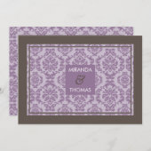 INVITATIONS MODERNES DE MARIAGE :: couleurs damass (Devant / Derrière)