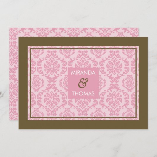 INVITATIONS MODERNES DE MARIAGE :: couleurs damass (Devant / Derrière)