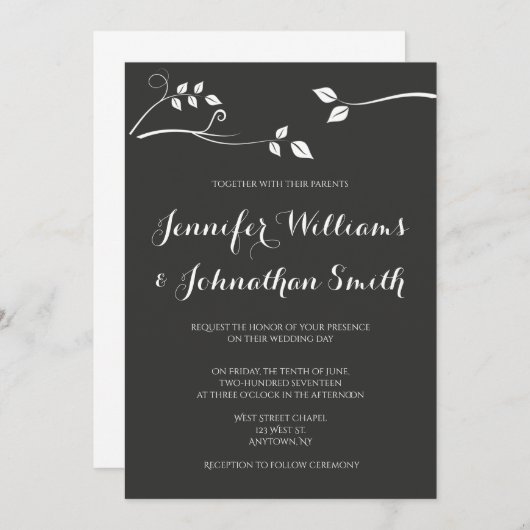 Invitations modernes de mariage de branche de (Devant / Derrière)