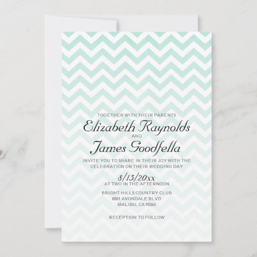 Invitations modernes de mariage de Chevron (Devant)