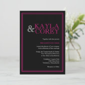 Invitations modernes de mariage de noir et de (Debout devant)