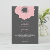 Invitations modernes de mariage de pavot (rose) (Debout devant)