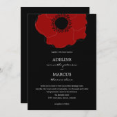Invitations modernes de mariage de pavot (rouge/no (Devant / Derrière)