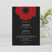 Invitations modernes de mariage de pavot (rouge/no (Debout devant)