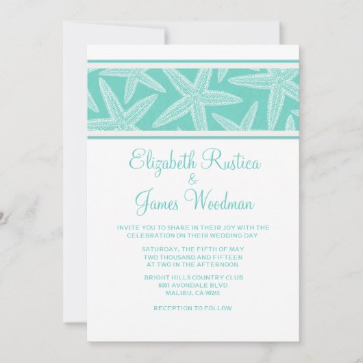 Invitations modernes de mariage de Starfish (Devant)