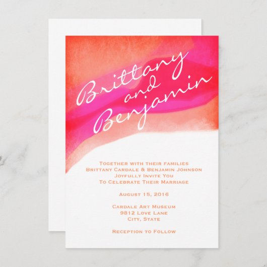 Invitations modernes de mariage d'éclaboussure (Devant / Derrière)