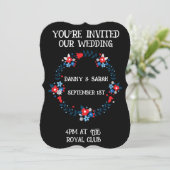 INVITATIONS MODERNES DE MARIAGE FLORALE NOIR (Debout devant)